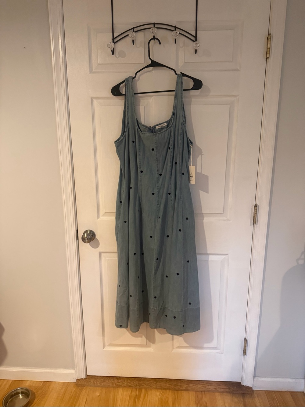 Free Assembly- Chambray Denim Polka Dot Sleeveless Dress